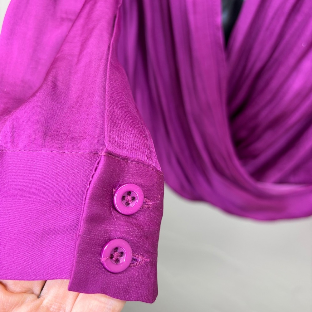 Torrid Womens Magenta Purple Surplice Draped V-Neck Blouse Silky Sexy 00 L - Picture 6 of 13